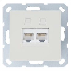 Изображение Интернет-розетка RJ45 двойная с накладкой 6 категория, цвет слоновая кость